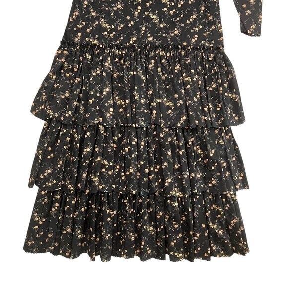 The Vampires Wife Earl Floral Ruffle Layered Midi Dress Black US 6 UK 10 - Picture 4 of 16